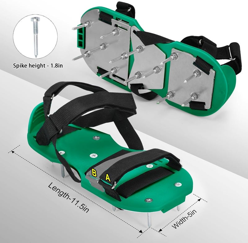 MOFEEZ Lawn Aerator Shoes for Grass - Pre-Assembled Grass Aerator Shoes for Lawn - Soil Yard Aerator Tool for Aerating Patio Garden, Green&Black - Image 5